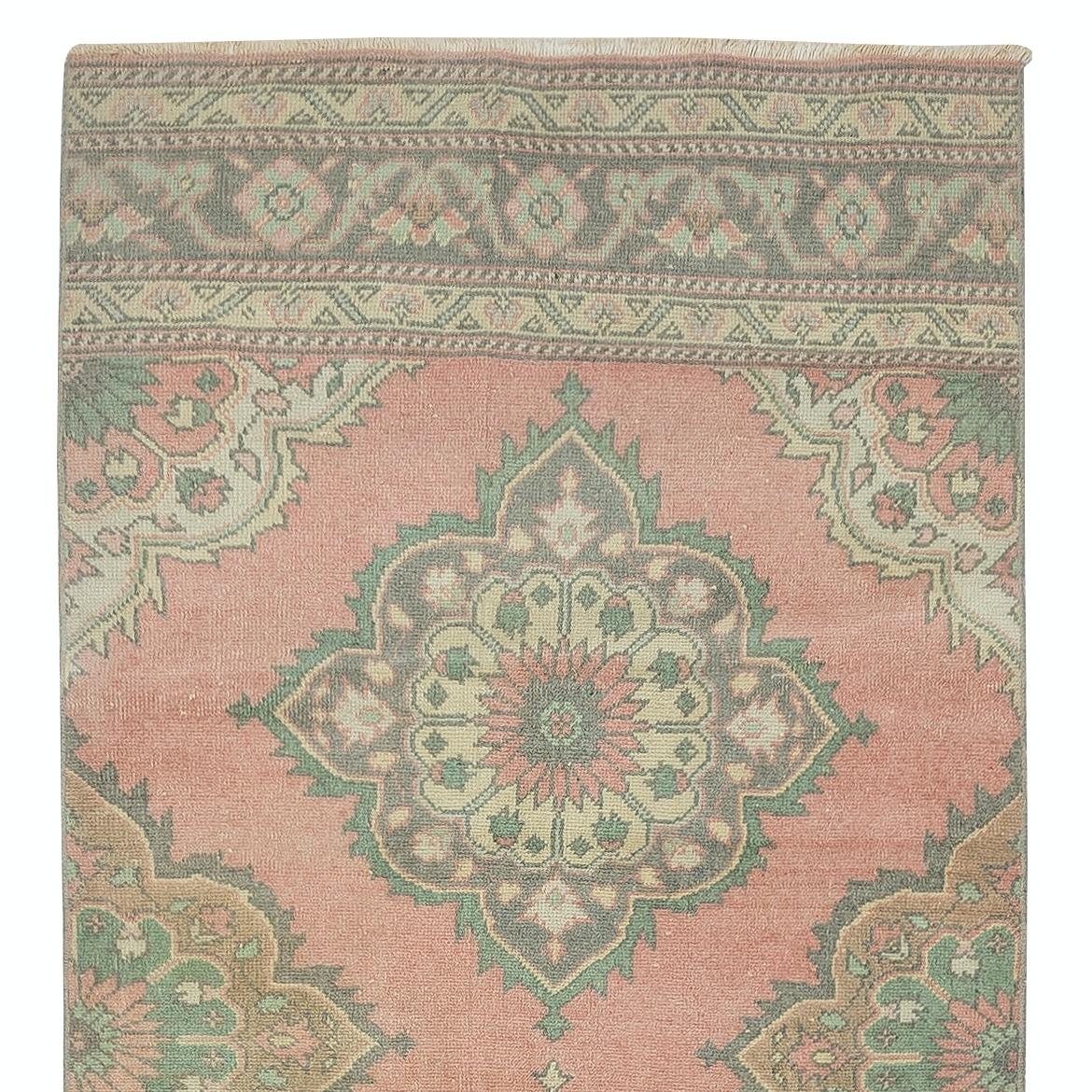 Turkish 3x13.2 Ft Handmade Hallway Runner. Kitchen Rug. Corridor Rug. 1960s Stair Rug For Sale
