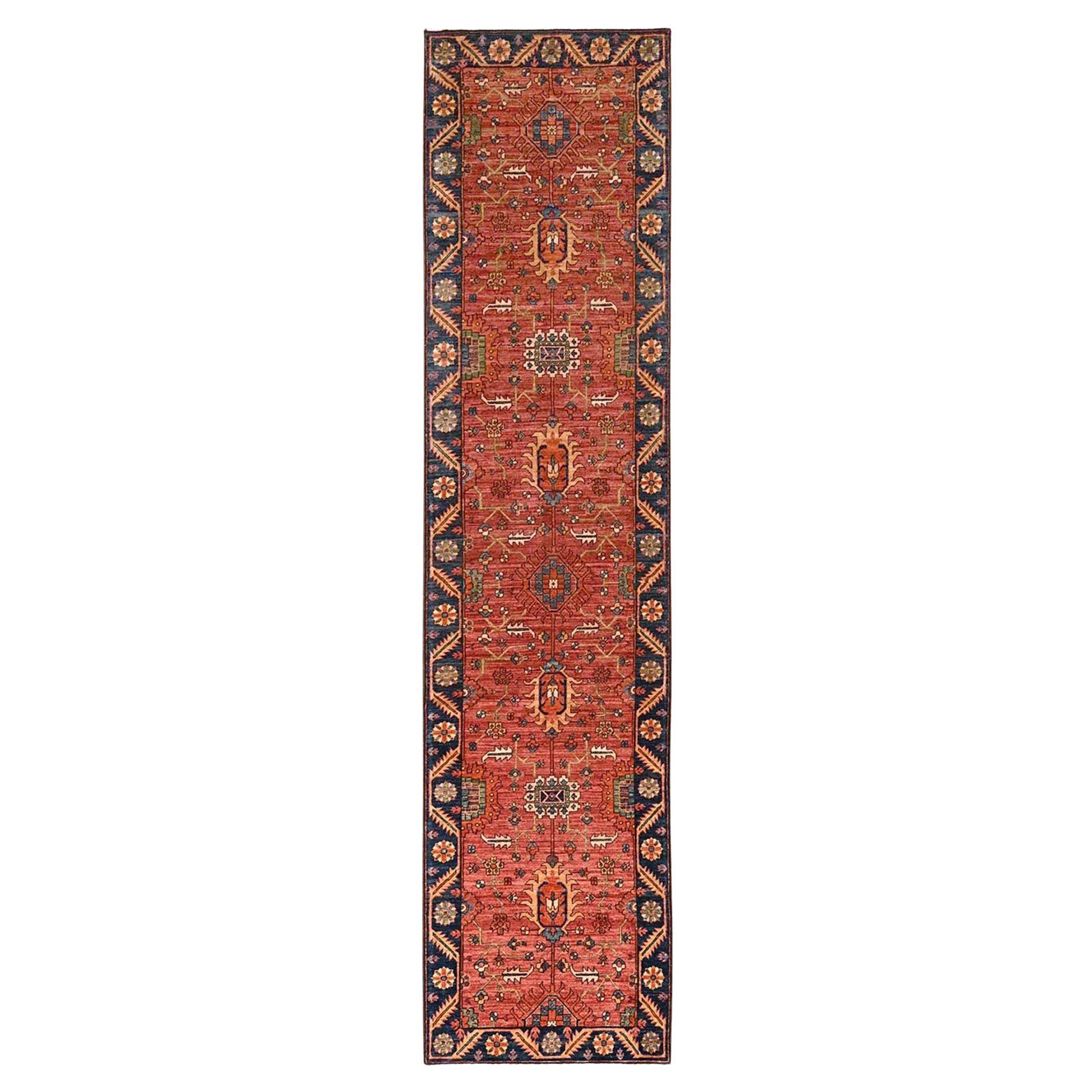 3
x13
3" Orange Aryana Grade Antique Heriz Design Wool Hand Knotted Runner Rug
