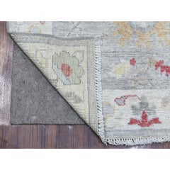 3'x13'5" Extra Soft Wool Gray Angora Oushak Hand Knotted Oriental Runner Rug