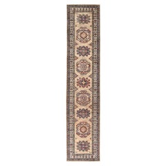 Alfombra Corredera de Lana Suave Afgana Super Kazak Anudada a Mano Marrón Tortilla 3'x13'6