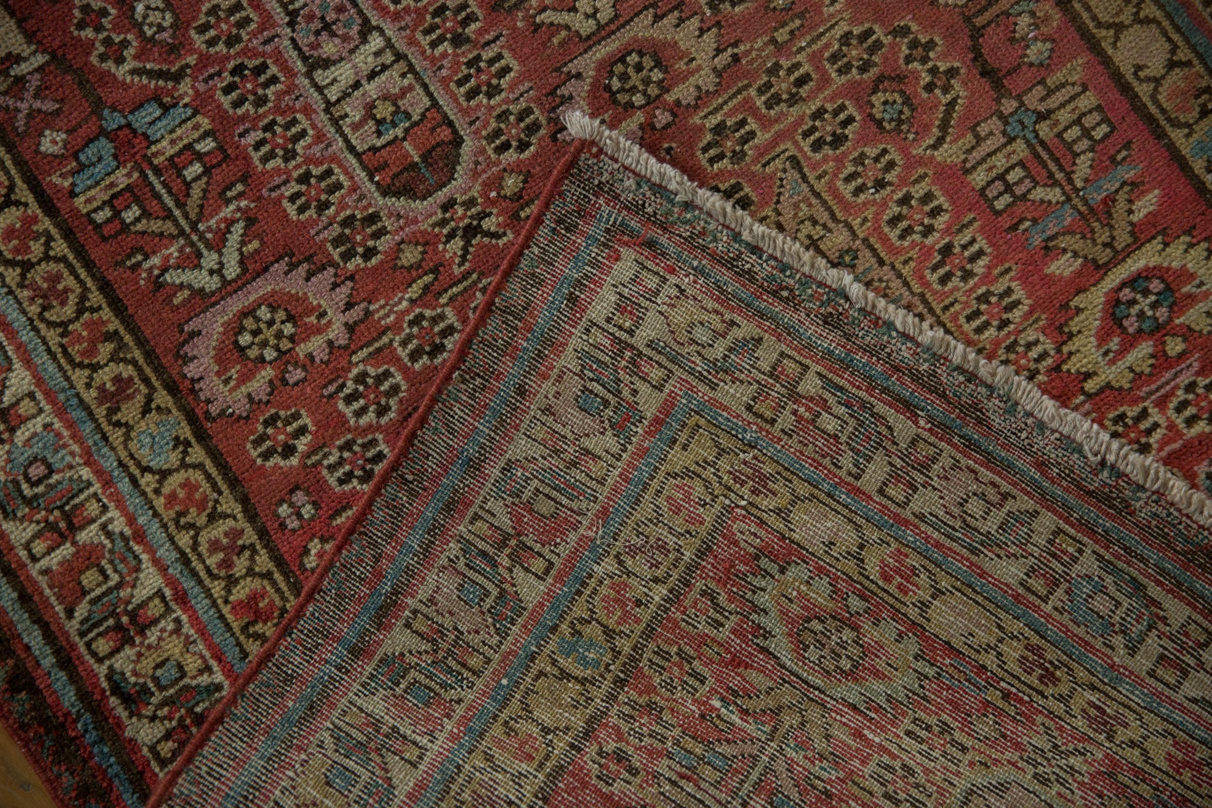 Hand-Knotted Vintage Distressed Fragment Malayer Rug Runner For Sale