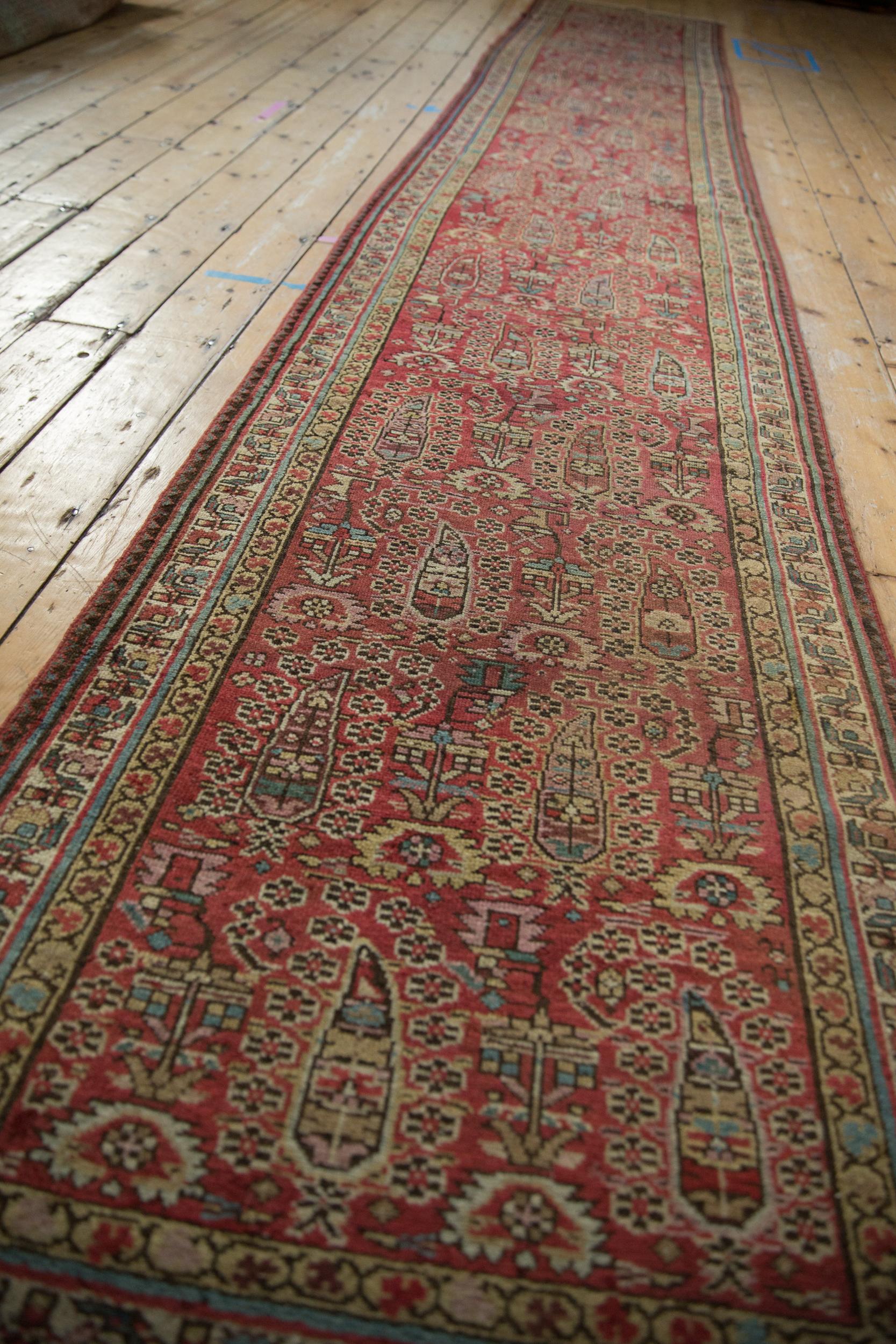Vintage Distressed Fragment Malayer Rug Runner In Good Condition For Sale In Katonah, NY