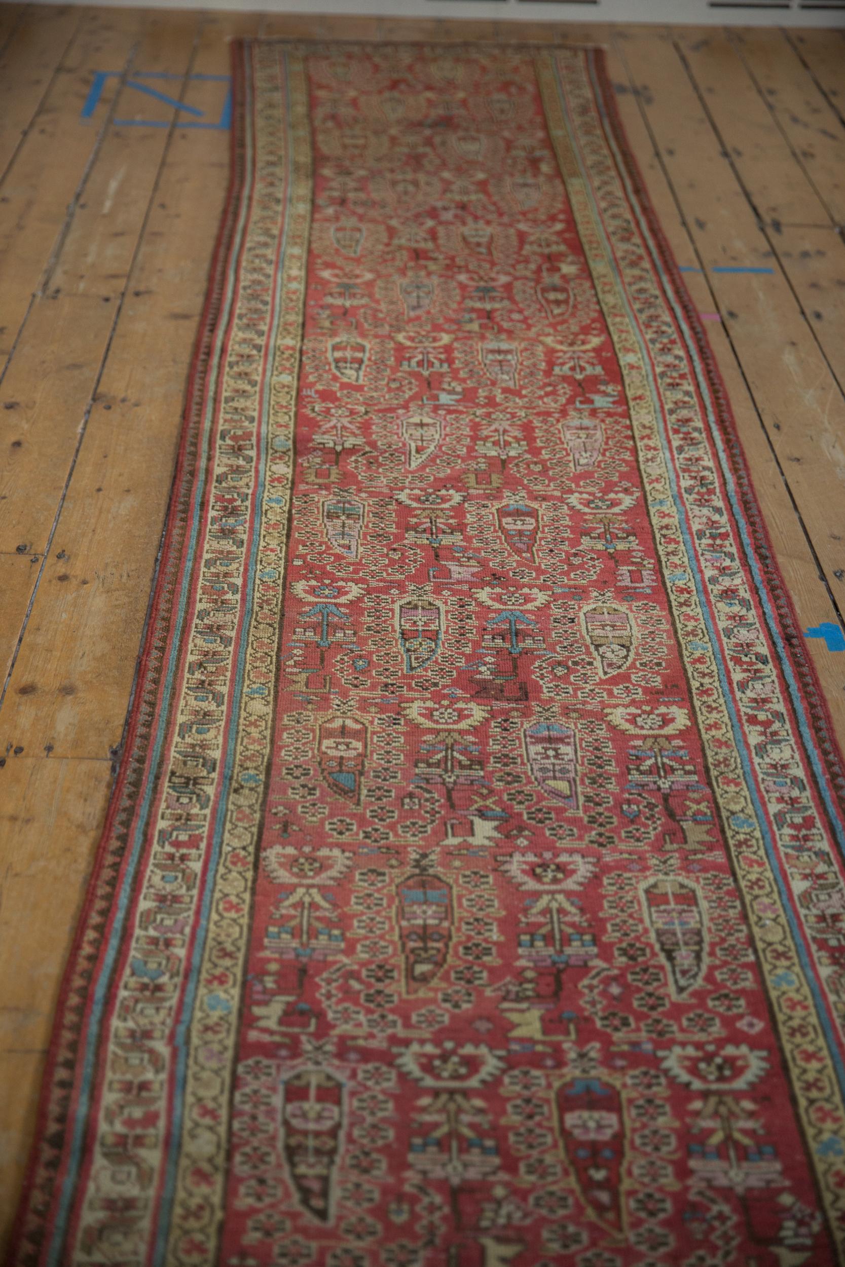 Mid-20th Century Vintage Distressed Fragment Malayer Rug Runner For Sale