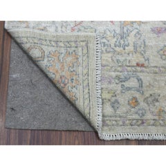 3'x15'10" Extra weiche Wolle handgeknüpft grau Angora Oushak Oriental XL Läufer Teppich