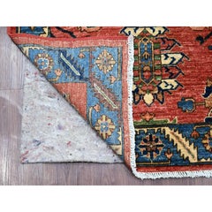 3'x15'5" Red Aryana Grade Heriz All Over Design Hand Knotted Wool Runner Rug
