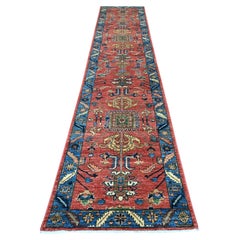 3'x15'5" Red Aryana Grade Heriz All Over Design Hand Knotted Wool Runner Rug