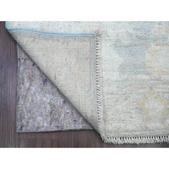 3'x15'6" Blu Afghan Angora Oushak Leaf Design/One annodato a mano in tutta la lana Runner Rugs