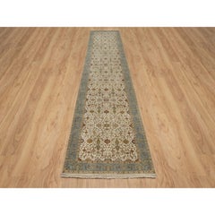 3'x15'6" Avorio Tabriz Revival 300 KPSI annodato a mano in lana della Nuova Zelanda