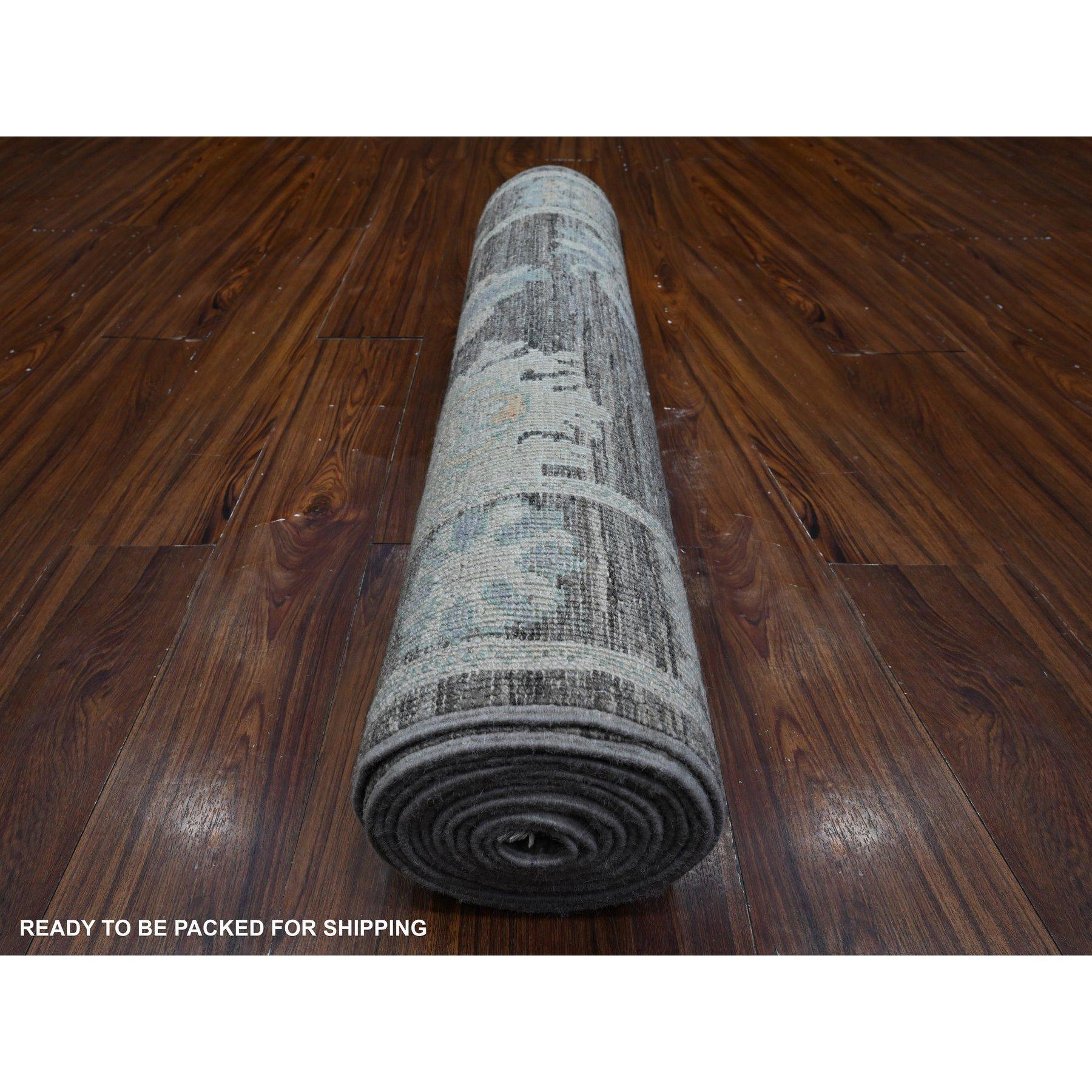 Annodato a mano Tappeto orientale Runner Oversize Afghan Angora Oushak 3'x15'7