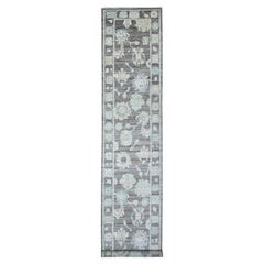 3'x15'7" Chameleon Gray Afghan Angora Oushak Oversized Runner Oriental Rug