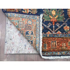 3'x15'7" Midnight Blue Northwest Persian Gul Motif Hand Knotted Wool Runner Rug