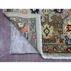 3'x15'9" Gray Peshawar with Heriz All Over Design Hand Knotted Wool Runner Rug