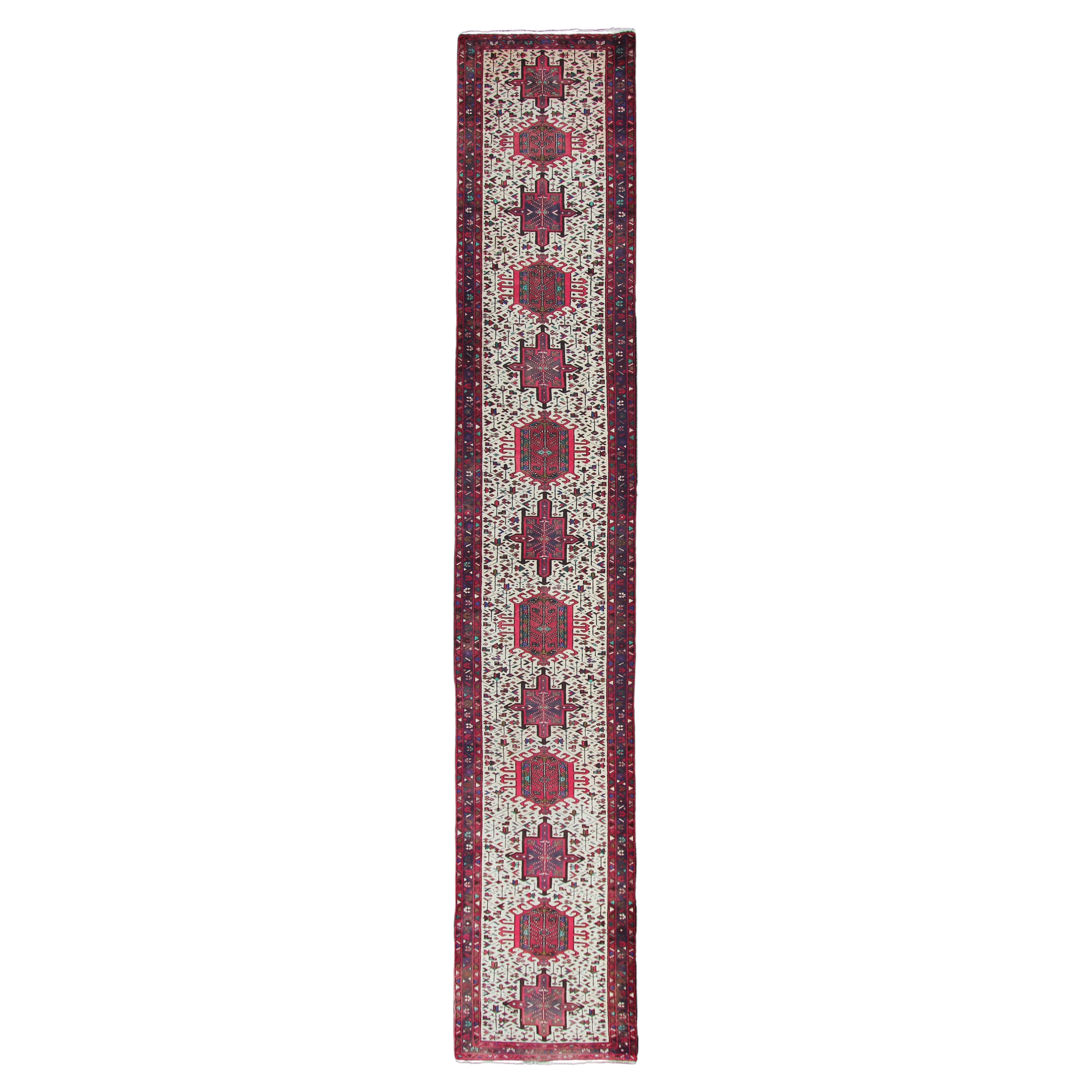 3x16 Antique Caucasian Kazak Runner Rug 79x490 cm c.1900 For Sale