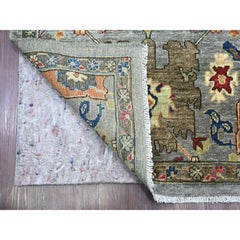 3'x16' Gray Peshawar with Heriz All Over Design Hand Knotted Wool Runner Rug