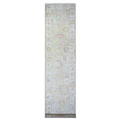 Tappeto Runner XL in lana d
Angora Oushak afgana verde muschio annodato a mano 3
x16
