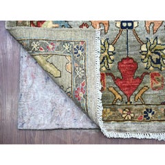 3'x17'5" Gray Peshawar with Heriz All Over Design Hand Knotted Wool Runner Rug