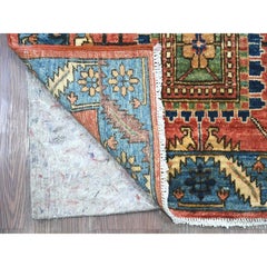 3'x17'5" Red Aryana Collection Heriz Design Hand Knotted Soft Wool Runner Rug