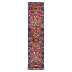 3'x17'5" Red Aryana Grade Heriz All Over Design Hand Knotted Wool Runner Rug
