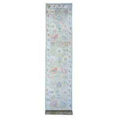 3'x17'7" Gänsegrau Handgeknüpft Afghan Angora Oushak Reine Wolle XL Läufer Teppich