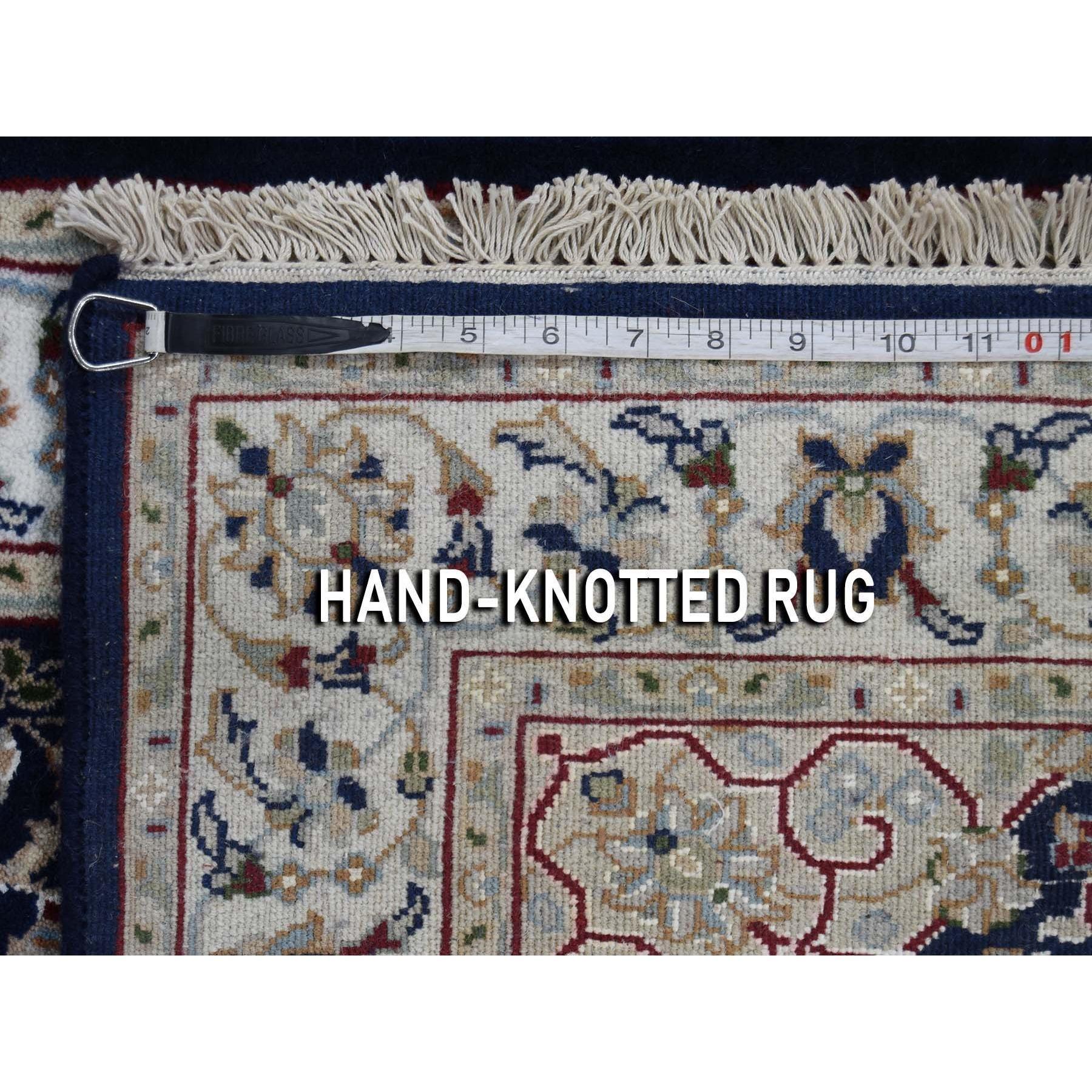 3'x18' Midnight Blue Wool 250 KPSI Nain XL Runner Hand Knotted Oriental Rug For Sale 3