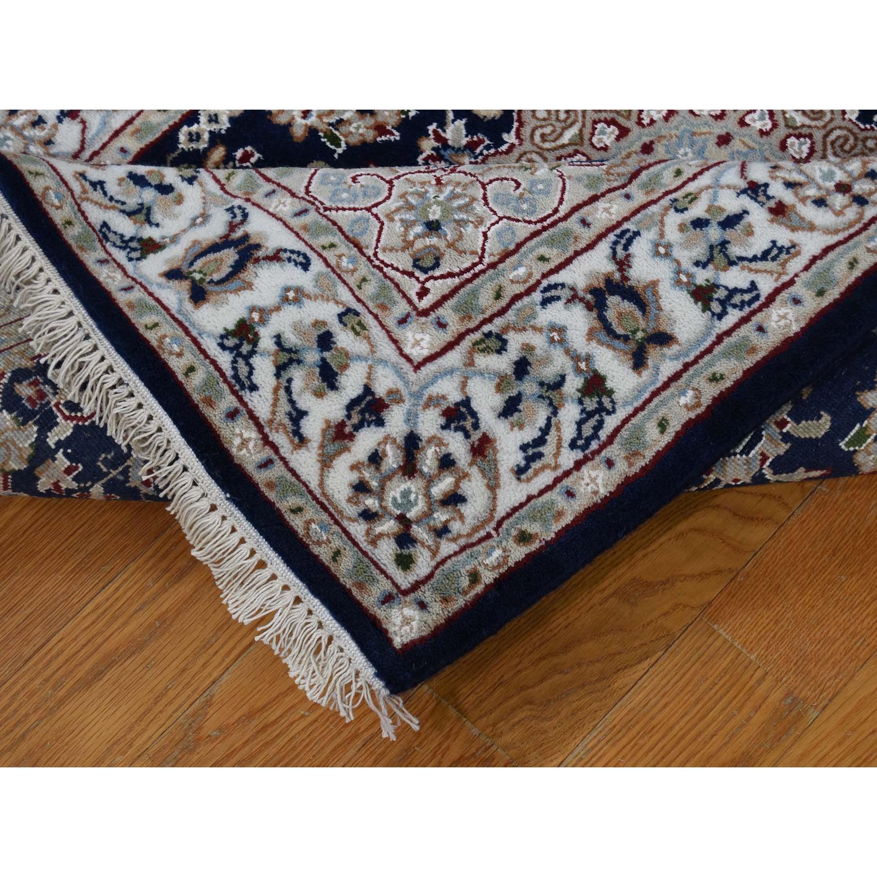 3'x18' Midnight Blue Wool 250 KPSI Nain XL Runner Hand Knotted Oriental Rug In New Condition For Sale In Carlstadt, NJ