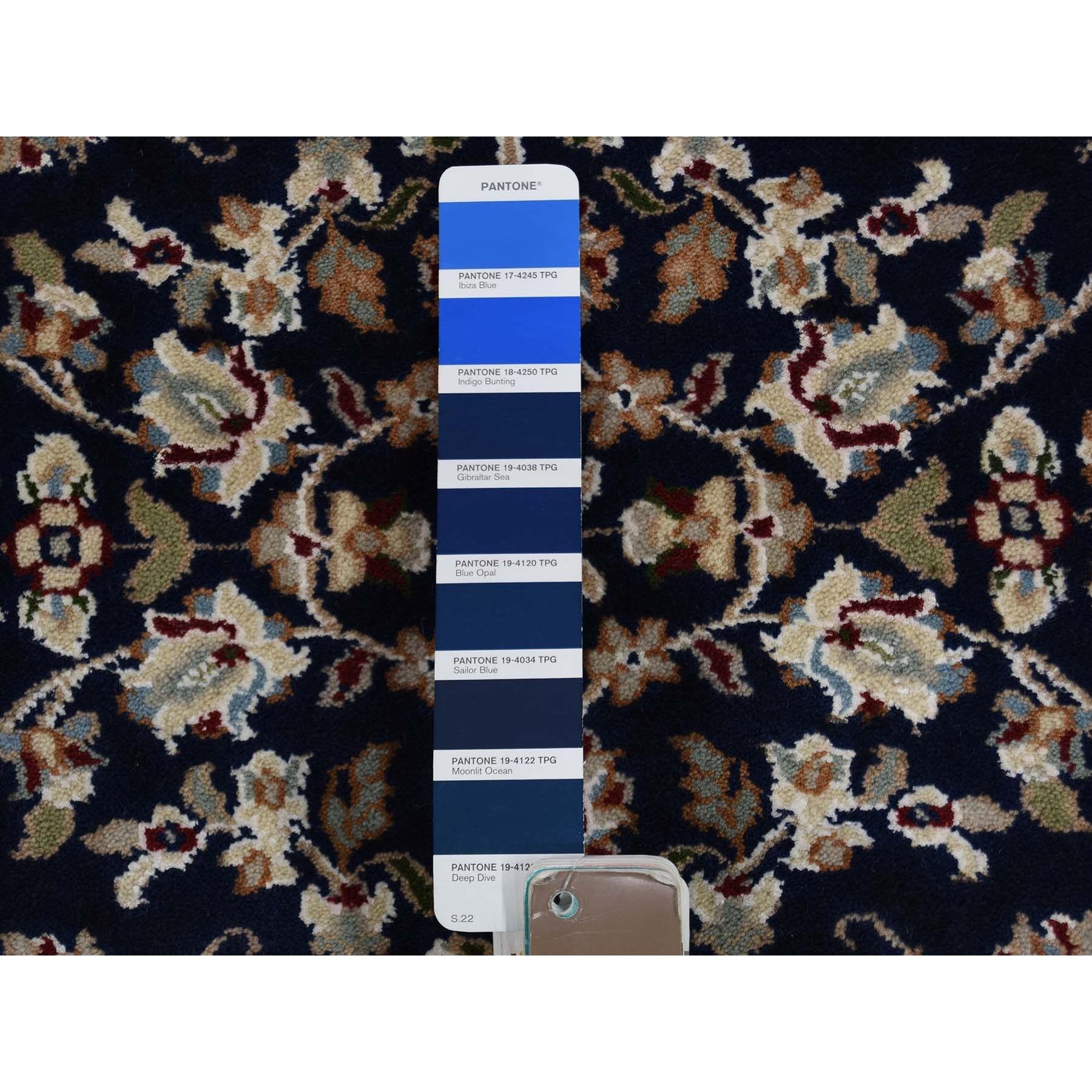 Contemporary 3'x18' Midnight Blue Wool 250 KPSI Nain XL Runner Hand Knotted Oriental Rug For Sale