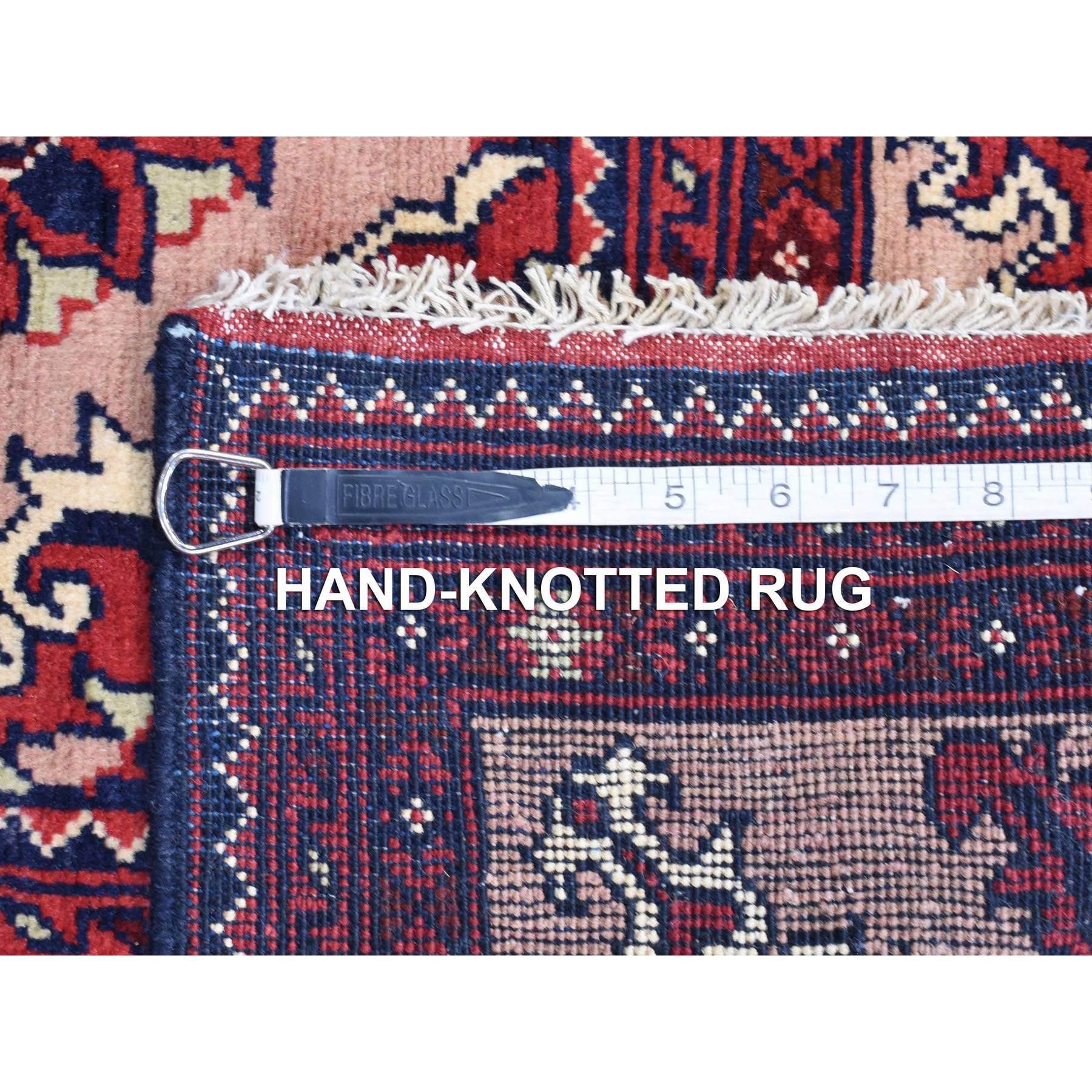 Annodato a mano 3'x19' Rosa tenue, Khamyab afgano, lana lucida annodata a mano, tappeto runner XL in vendita