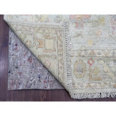 3'x19'3" Light Blue Angora Oushak All Over Design Hand Knotted Wool Runner Rug