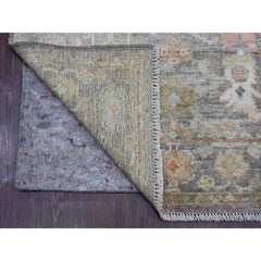 3'x19'4" Carob Brown Pure Wool Hand Knotted Afghan Angora Oushak XL Runner Rug