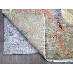 3'x19'5" Gray Peshawar Birds of Paradise Design Hand Knotted Wool Runner Rug