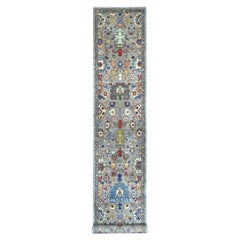 3'x19'9" Gray Heriz All Over Design Aryana Grade Hand Knotted Wool Runner Rug