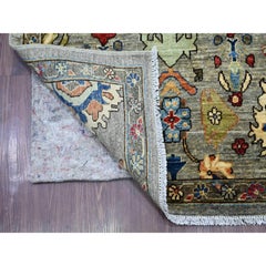 Alfombra de Lana Anudada a Mano de 3'x19'9" Gris Peshawar con Diseño All Over Heriz