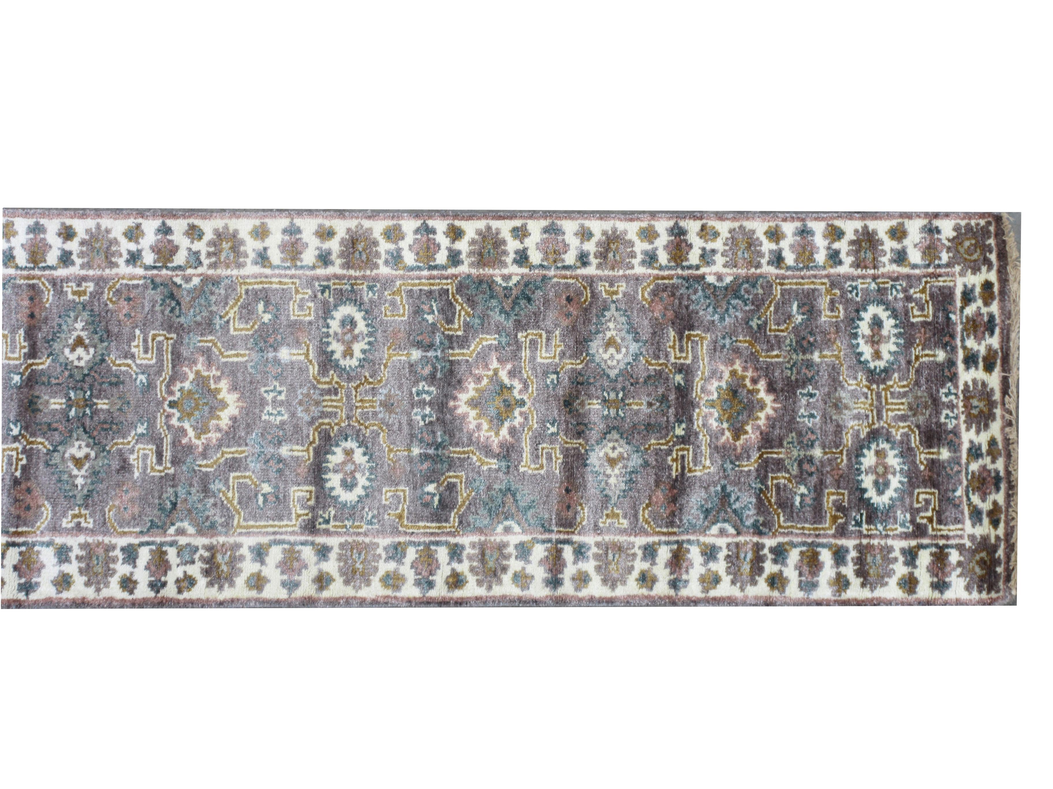 Indian Brown Oushak Runner For Sale