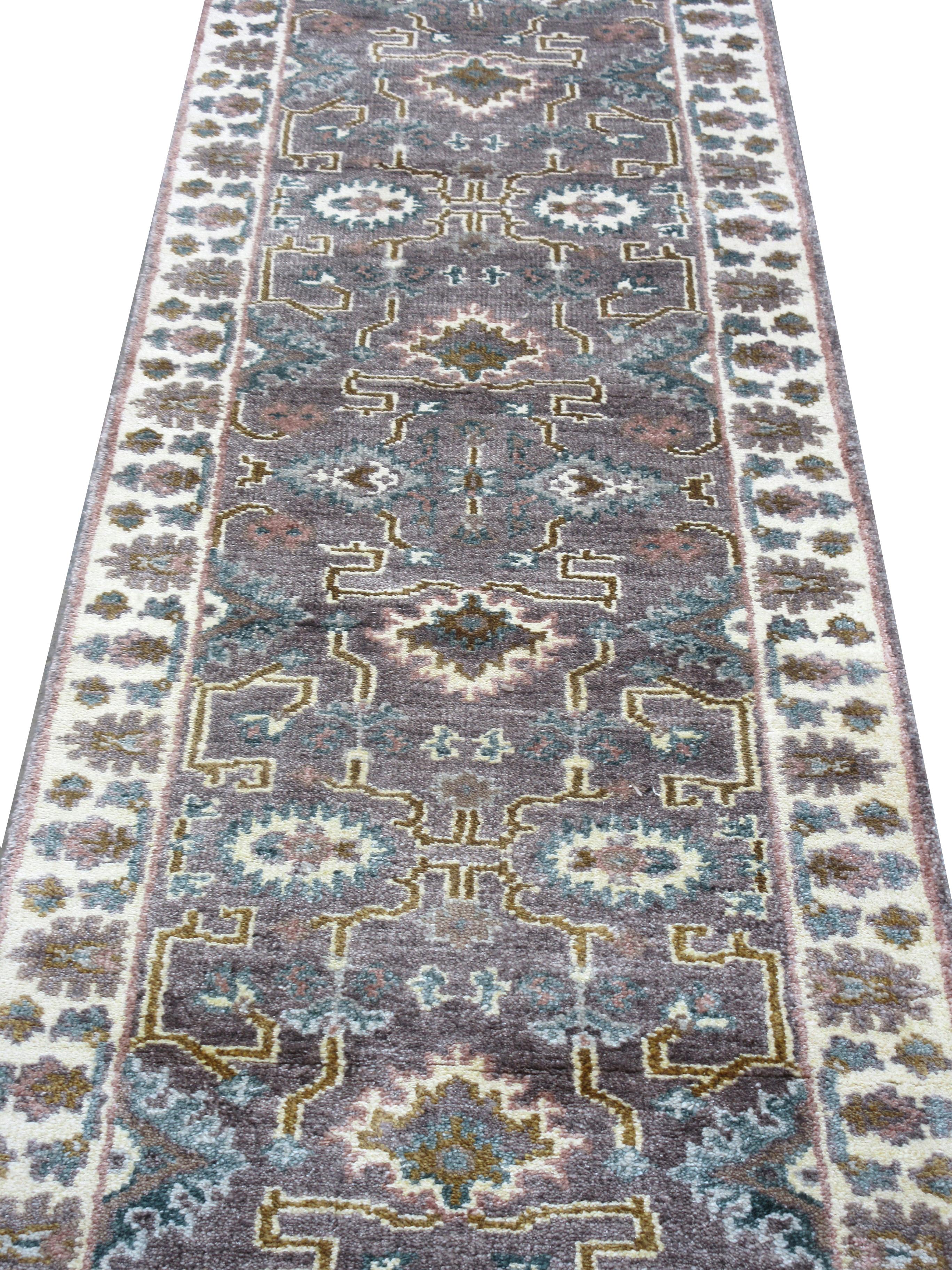 Contemporary Brown Oushak Runner For Sale