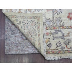 3'x20'4" Pearl White Afghan Angora Oushak Hand Knotted Wool Runner Oriental Rug