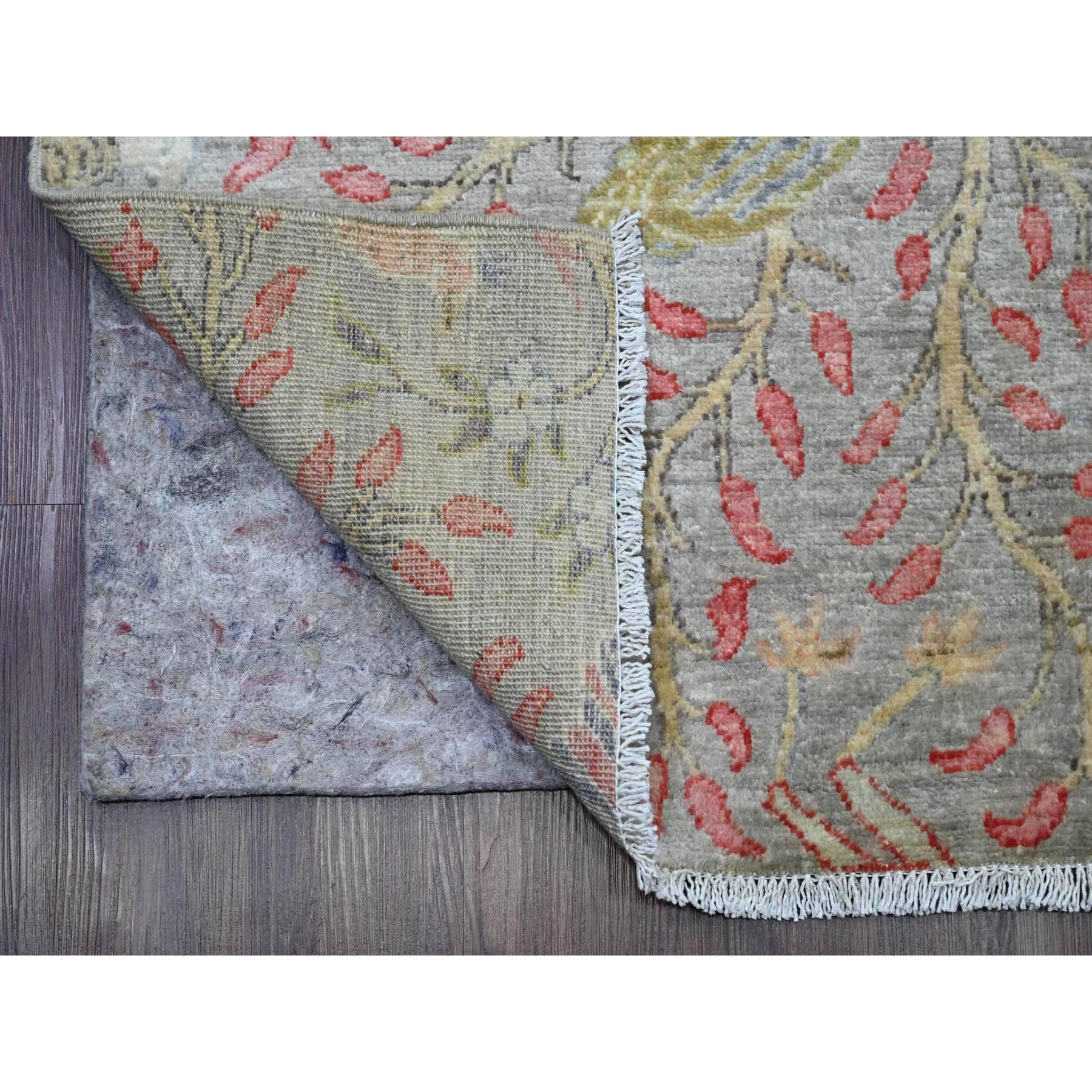 Dark Vanilla Brown, Afghan Peshawar with Birds of Paradise Design, Soft Wool, Hand Knotted, Natural Dyes, XL Runner, Oriental Rug
Primary materials: Wool
Latex: No Pile 
height: 0.25 Inches
Style: Transitional
Primary color: Brown
Secondary colors: