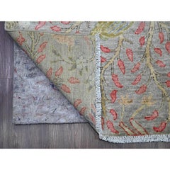 3'x23'10" Brown Peshawar Birds of Paradise Design Wool Hand Knotted Runner Rug