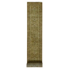3'x23'3" Golden Brown Super Tabriz XL Runner 300 KPSI Tappeto in pura lana annodato a mano