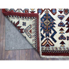 3'x25'3" Soft, Vibrant Wool Rich Red Hand Knotted Super Kazak Runner Rug