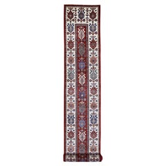 3'x25'3" Soft, Vibrant Wool Rich Red Hand Knotted Super Kazak Runner Rug