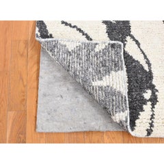 3'x3' Charcoal Black, Tone on Tone Modern Design Wool Hand Knotted Oriental Rug