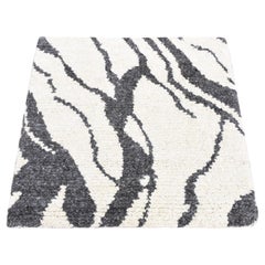 3'x3' Charcoal Black, Tone on Tone Modern Design Wool Hand Knotted Oriental Rug