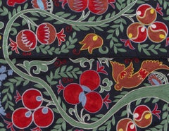 3x3 Ft Vintage C.Asian Suzani Textile, Embroidered Wall Hanging or Bed Cover