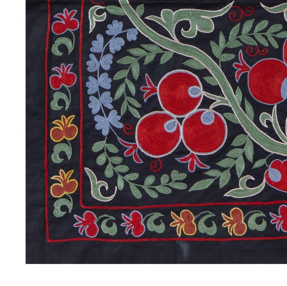 20th Century 3x3 Ft Vintage C.Asian Suzani Textile, Embroidered Wall Hanging or Bed Cover