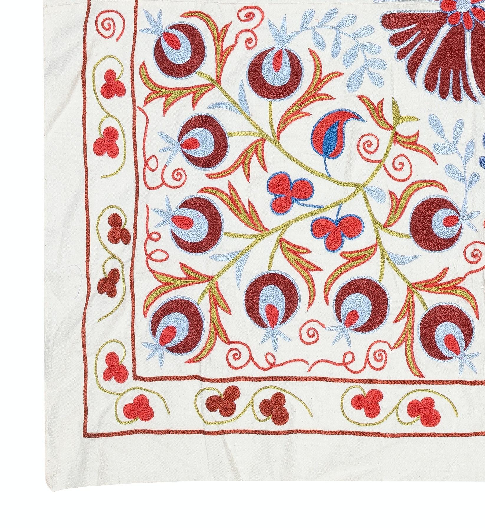 3x3.3 Ft bestickter Wandbehang. Tischtuch aus Baumwolle. Handgefertigter Wandteppich (Zentralasiatisch) im Angebot