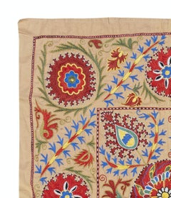 3x3.3 Ft Wandbehang aus Seide mit Stickerei. Moderner Bettbezug. Dekoratives Tischtuch