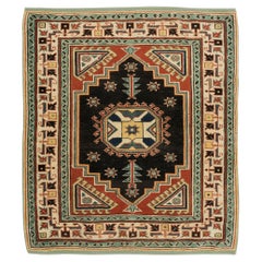 3x3.5 Ft One-of-a-Kind Geometric Hand Knotted Vintage Accent Rug from Turkey