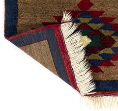 Vintage Turkish Tulu Rug, Hand-Knotted Wool Accent Carpet, 3 x 3.6 Ft