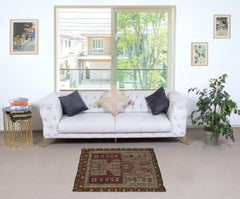 3x3.8 Ft Vintage Hand-woven Kilim. 100% Wool. Vintage Flat-Weave Turkish Rug