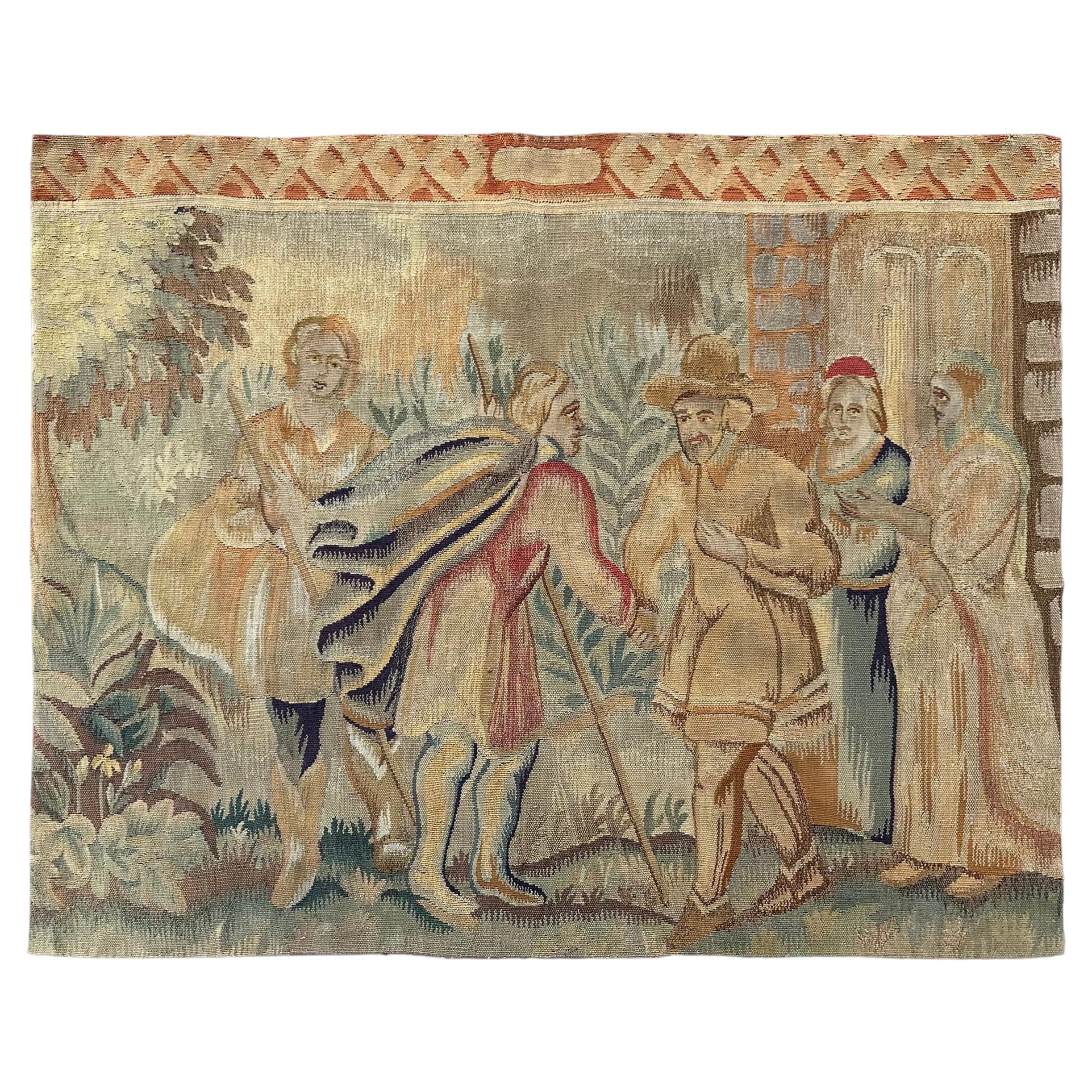 3x4 Antique French Tapestry Fine Weave Rug Decorative 92cm x 107cm Circa 1880